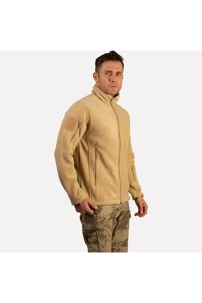 Wolftrap Tactical Tam Fermuarlı Taktik Polar Ceket 2011 Bej 5 Cepli Outdoor Polar