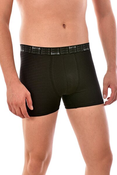 Berrak 12 bucăți boxeri bărbați din Lycra cu dungi, NEGRI