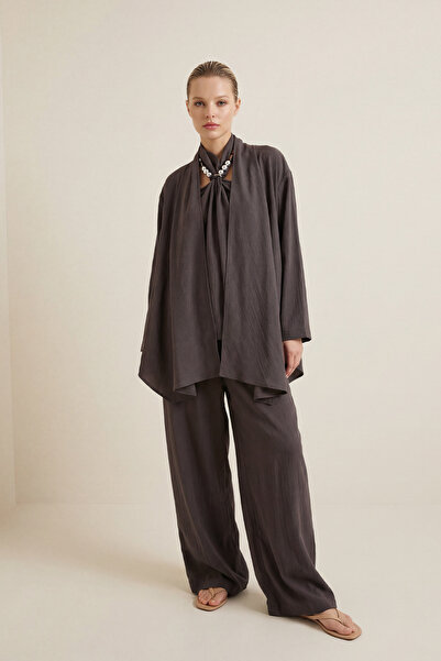 Setre Bitter-Brown Double-Breasted Comfortable Fit Kimono