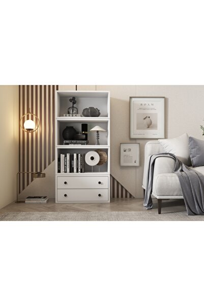 Nettrends Çekmeceli Rafli Kitaplik 65 Cm Beyaz Ktp-1166-ç