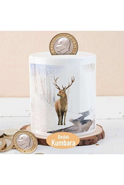 Genel Markalar Karlı Ormanda Geyik Para Birikim Kumbarası-53876-56361