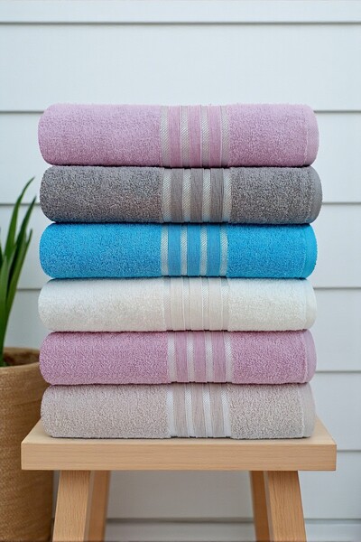 asev tekstil 90x150 Cm Büyük Boy Banyo Havlusu – 6’lı