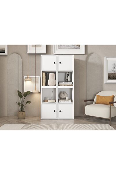 Nettrends 4 Kapaklı Raflı Kitaplık 65 Cm Beyaz Ktp-1034-ç