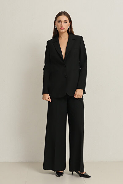 Setre Black Basic Jacket with Pocket and Button Detail