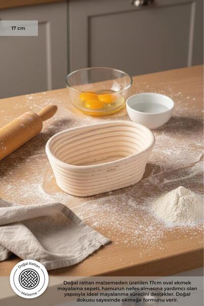 Bambum Puder - Ekmek Mayalama Sepeti Oval 17 cm