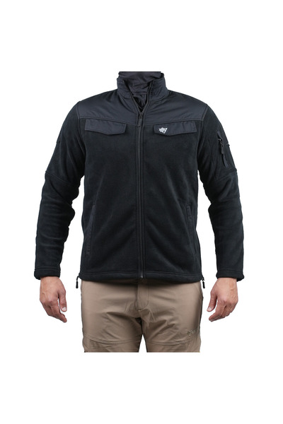 Wolftrap Tactical Tam Fermuarlı Siyah Polar Ceket 3536 5 Cepli Taktik Polar C...