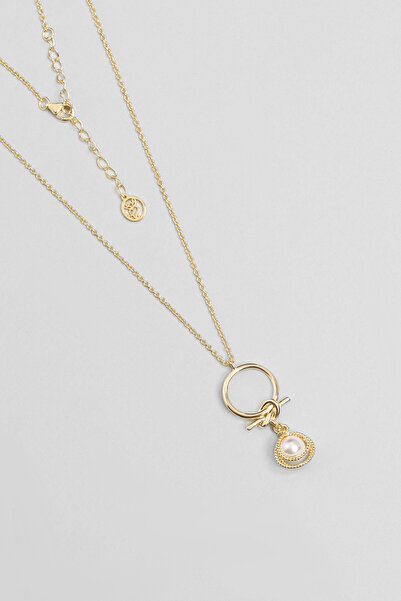 So CHIC... Saklı İnci 18 Ayar Sarı Altın Kaplama 45 Cm Gümüş Minimal Kolye