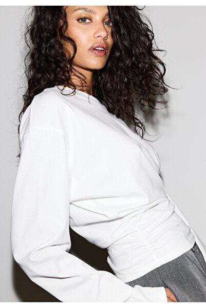 Stradivarius Long sleeve gathered T-shirt