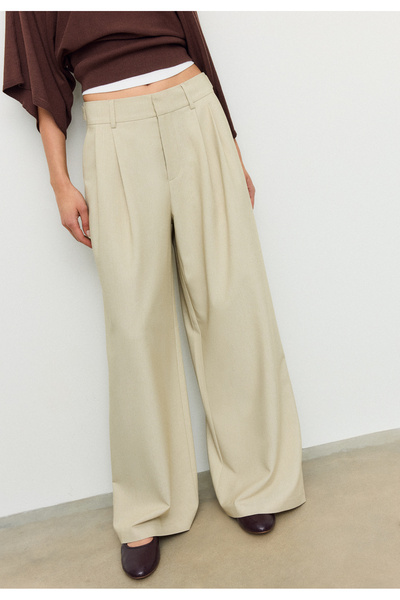 Stradivarius بنطال قصة ساق واسعة قابل للتعديل