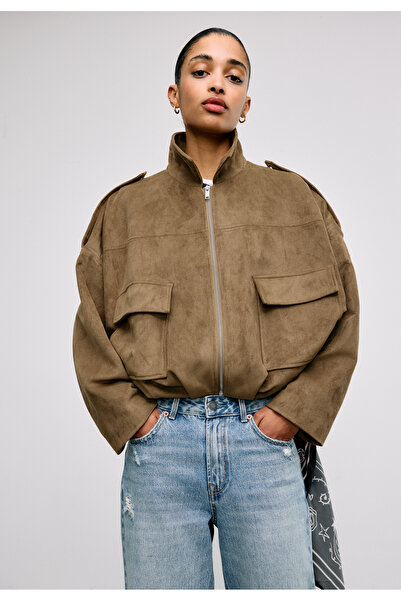 Stradivarius Faux suede bomber jacket