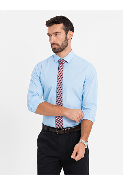 OMBRE Klassisches Hemd aus Baumwolle REGULAR - Blau OM-SHOS-0154