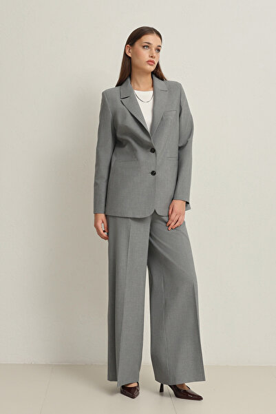 Setre Gray Basic Jacket with Pocket and Button Detail