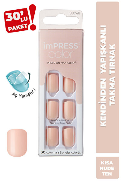 Impress Kendinden Yapışkanlı Takma Tırnak Kısa Nude Ten