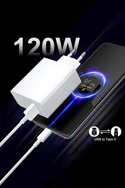 Genel Markalar 120 Watt Turbo Hızlı Şarj Xiaomi Redmi Samsung Uyumlu Turbo Hızlı Şarj Cihazı 120W Şarz Aleti