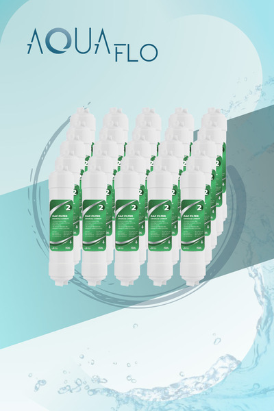 AQUAFLO Su Arıtma Cihazları İçin 25 Adet 12" Mikro İnline GAC UDF Filtre 2 Nu...