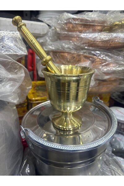 Hatay Bakkaliyesi Orjinal Sarı Pirinç Havan Büyük Boy