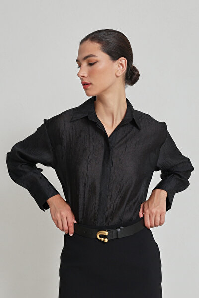 Setre Μαύρο φόρεμα με λεπτομέρεια με φούστα και πουκάμισο