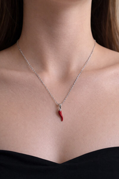 HOUSEKİ قلادة فلفل من الفولاذ باللون الفضي