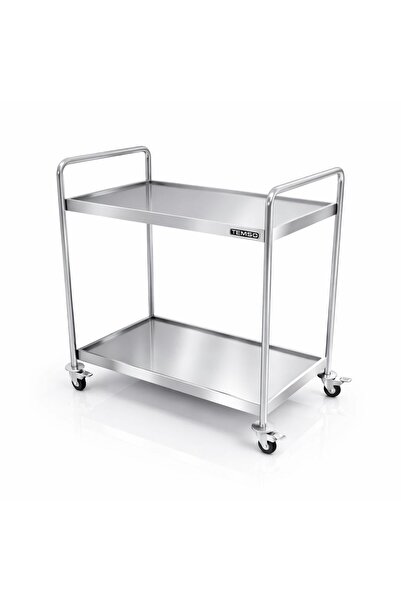sc sonsesconcept Krom Servis Arabası, 2 Katlı, Tekerlekli , Paslanmaz , 80x60x85
