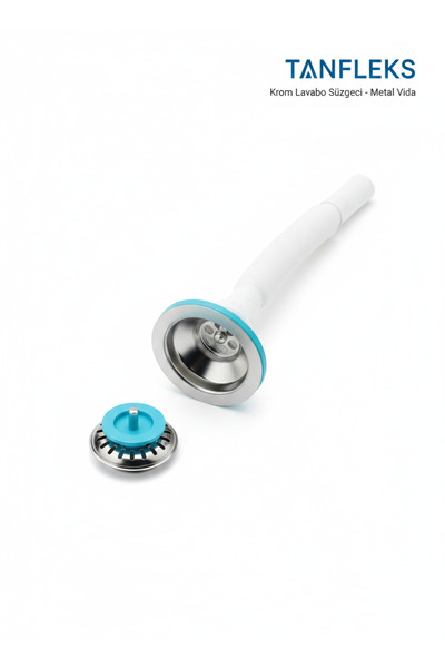 ÖZBEST Çöpmak Kafalı/Süzgeçli Paslanmaz Körüklü Sifon (Lavabo Gideri)