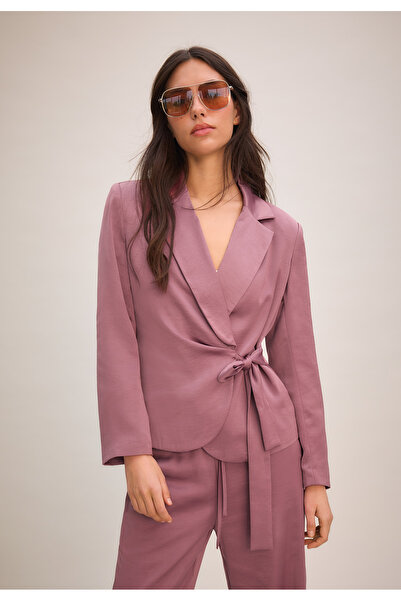 Stradivarius Satin bow blazer