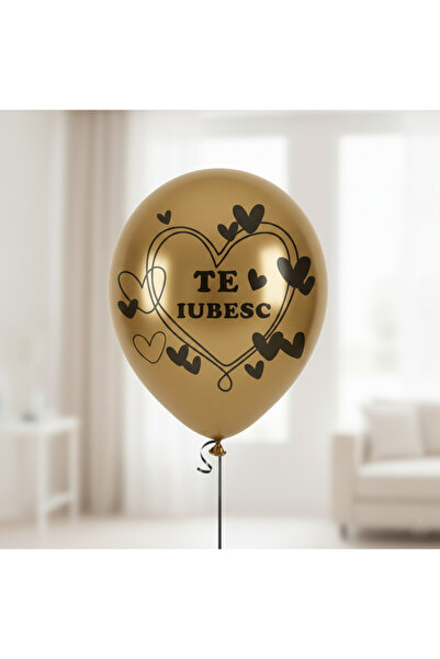 Mirific Party Baloane latex pentru petrecere, negre și aurii, „Te iubesc”, 30...