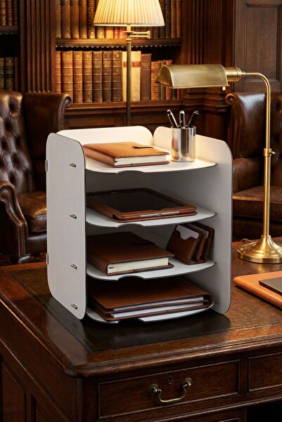 Evene Dosya Düzenleyici Masa Üstü Organizer Ahşap Evrak Raflı Model 2