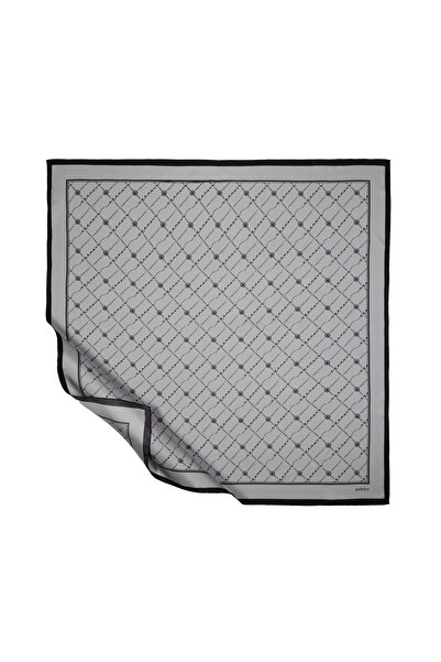 ipekevi Μεταξωτό μαντήλι Twill - Μονόγραμμα - Ασημί