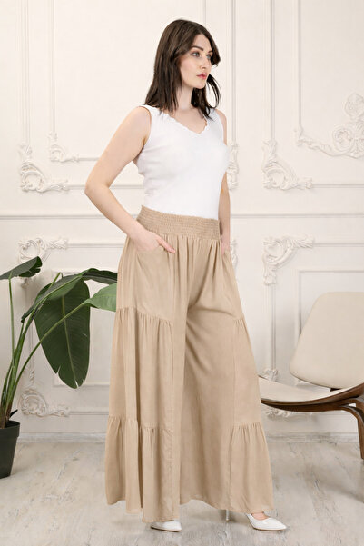 ESPOİRPLUS تنورة نسائية منسوجة من الليكرا بلون المنك الفاتح