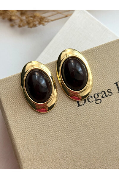 Bo Takı ve Aksesuar Vintage kahverengi küpe 4,5 cm