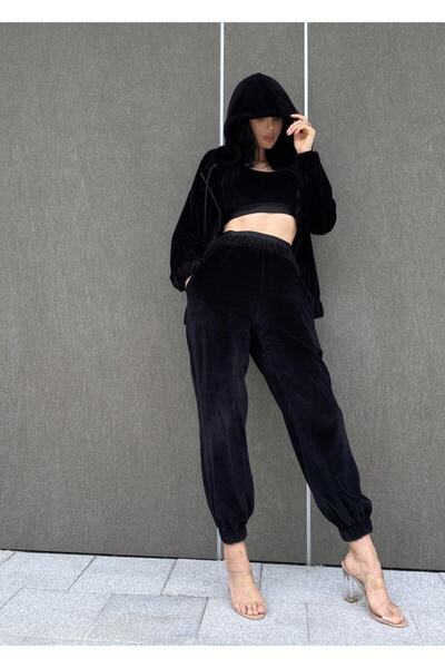 Nikki Couture Kadın Kadife Lastik Detaylı Günlük Eşofman Takımı