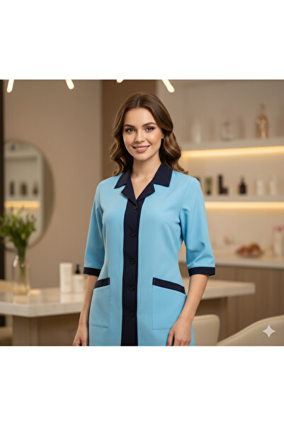 temex Medikal Üniforma Scrubs İşci Kıyafetleri yYakalı Tek Üst Hemşire Formas...