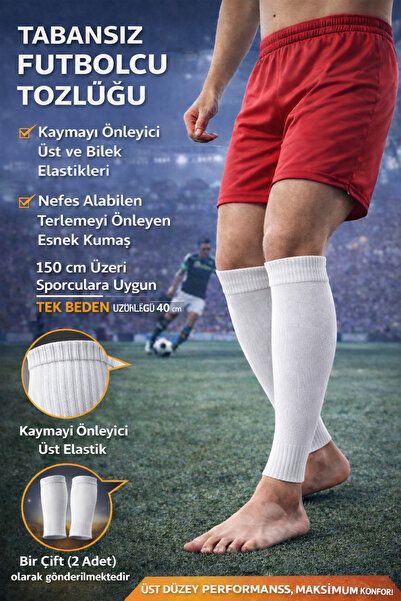 hn sport Tekmelik Tutucu Tozluk Tabansız Futbolcu Tozluğu Beyaz | Kaymaz Elas...