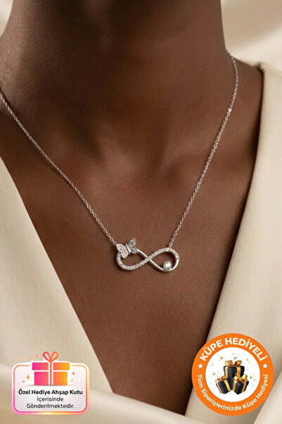Lucente Jewellery 925 Ayar Kelebekli Sonsuzluk Gümüş Kaplama Hediyelik Aşk So...