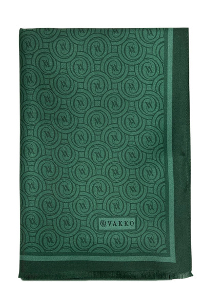 Vakko Twill Silk Shawl - New Monogram - Emerald