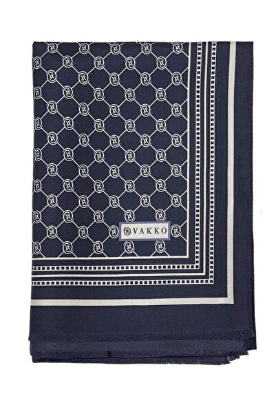 Vakko Twill Silk Shawl - Special Series - Light Navy Blue