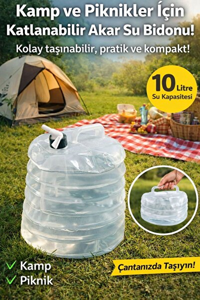 VENON Katlanabilir Akordiyon Su Bidonu 10 Litre ❤️ Çok Amaçlı Kamp❤️Piknik Iç...