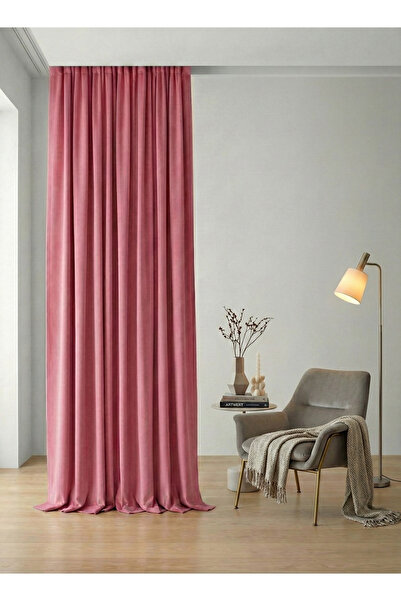Bercem Home Κουρτίνα φόντου με βελούδινη υφή από εξτραφόρ - Ροζ σκόνης - (Εγκ...