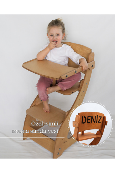 Montessori ayarlanabilir Çocuk & Bebek Mama Sandalyesi – Özel İsimli, Kişisel...