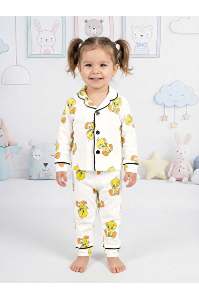 RYZE ÇOCUK Chick Printed Pajama Set Ecru