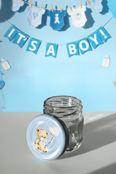 Sarkap Home Mavi Ayıcık Desenli 47'li 40 ml Cam Kavanoz Seti