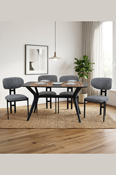 PLASMOB 80x140 Mutfak Masası Takımı 1 Masa + 4 Sandalye Salon Masası Viktoria...