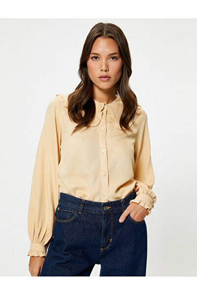 Koton Bluză cu guler pentru bebeluși cu mâneci cu balon și volane - Croială n...