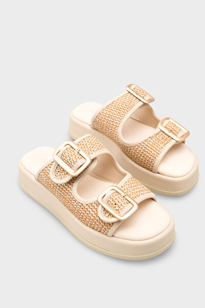 Capone Outfitters Marge Wedge Heeled Double Banded Buckle Women's Slippers