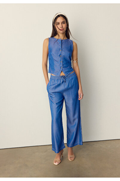 Stradivarius Flowing denim culottes