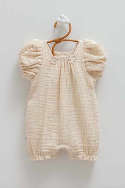 Caramell Smile Flower Short Sleeve Barbatöz Beige