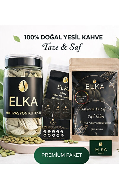 ELKA Kahve Yanı Motivasyon Kavonozu Yeşil Kahve ve Kahve Sabunu
