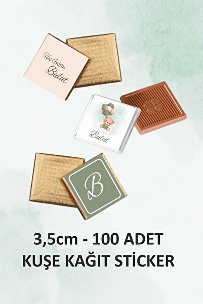 fırsatlar diyarı Bebek Çikolata Etiketi Yapışkanlı Kuşe Sticker Ayıcık Desen ...