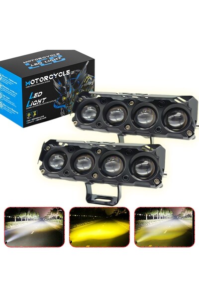 DEKOHOP Motosiklet Scooter Sis Farı 3 Mod Delici Işık Beyaz Sarı Metal Kasa 1...