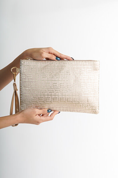 Capone Outfitters Saten Labirent Desenli Paris Kadın Clutch Çanta